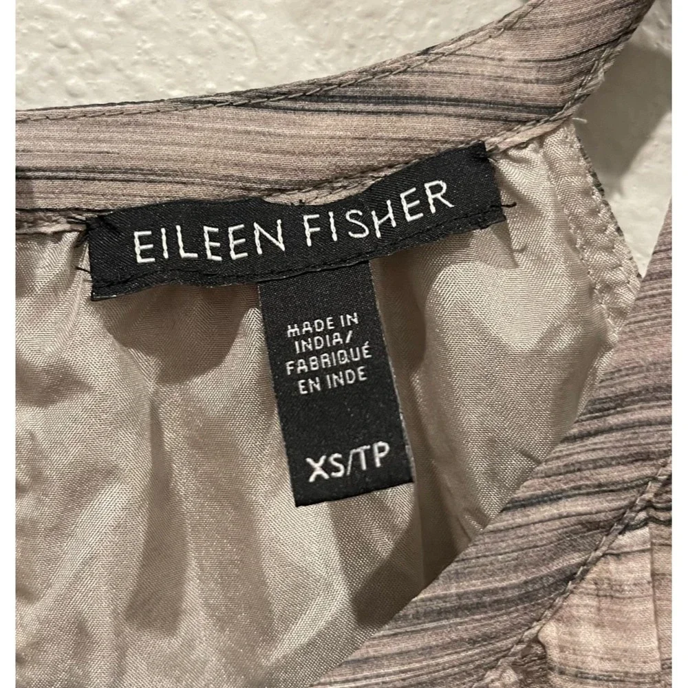 EILEEN FISHER Limestone Silk Midi Halter Print Dress - Picture 3 of 7